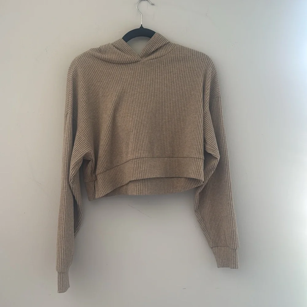 ALO Muse Hoodie in Tan Gravel Heather Size XS